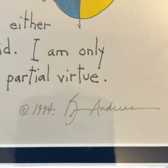 Brian Andreas Story People Matted Framed Art Print Signed 1994 "Partial Virtue" - Picture 2 of 6